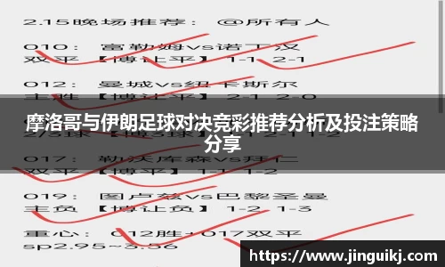 摩洛哥与伊朗足球对决竞彩推荐分析及投注策略分享